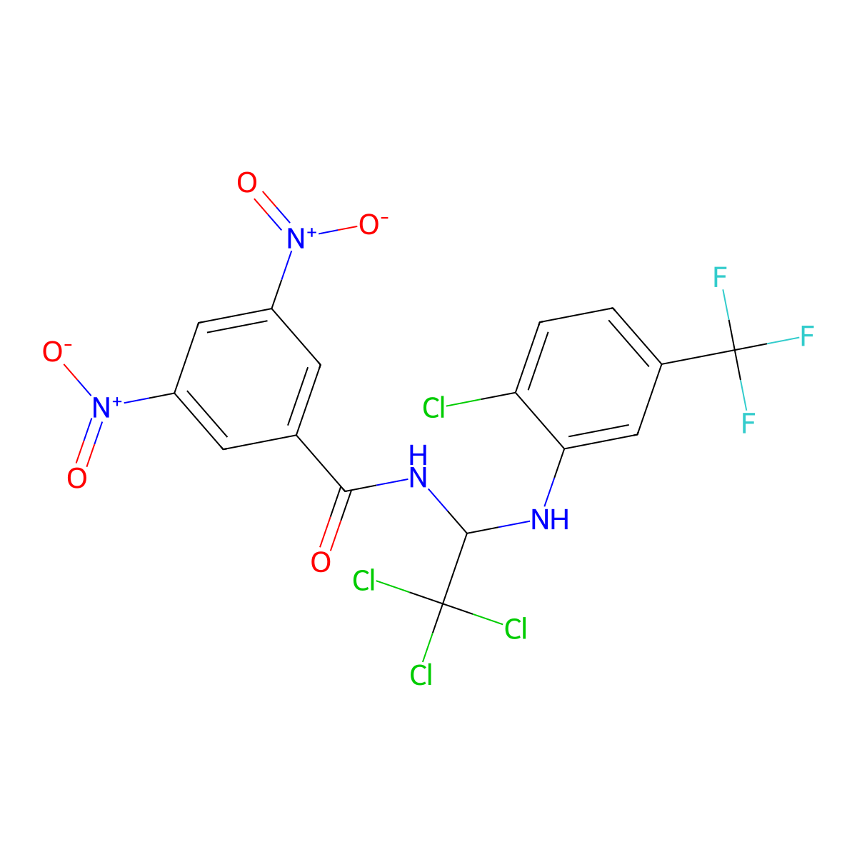 3,5-dinitro-N-[2,2,2-trichloro-1-[2-chloro-5-(trifluoromethyl)anilino]ethyl]benzamide molecular structure, CAS 302820-15-1