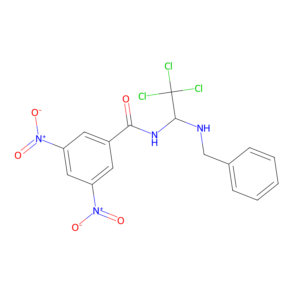 N-[1-(benzylamino)-2,2,2-trichloroethyl]-3,5-dinitrobenzamide molecular structure, CAS 302820-18-4