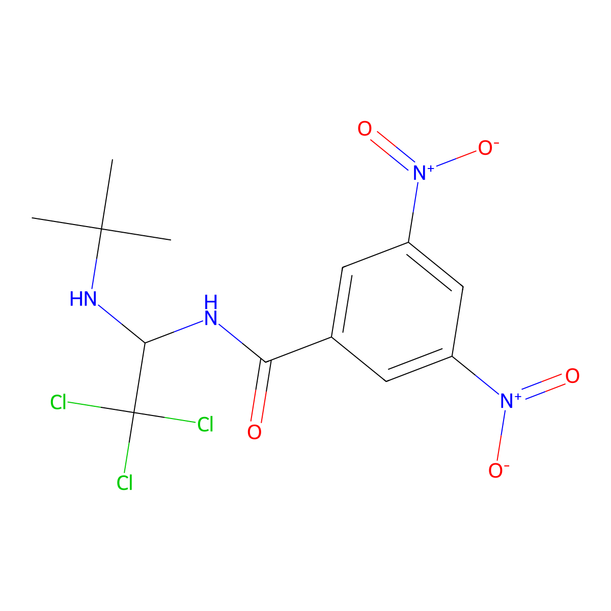 N-[1-(tert-butylamino)-2,2,2-trichloroethyl]-3,5-dinitrobenzamide molecular structure, CAS 302820-20-8