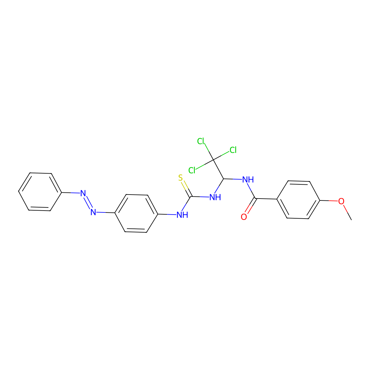 4-methoxy-N-{2,2,2-trichloro-1-[({4-[(E)-phenyldiazenyl]anilino}carbothioyl)amino]ethyl}benzamide molecular structure, CAS 302820-24-2