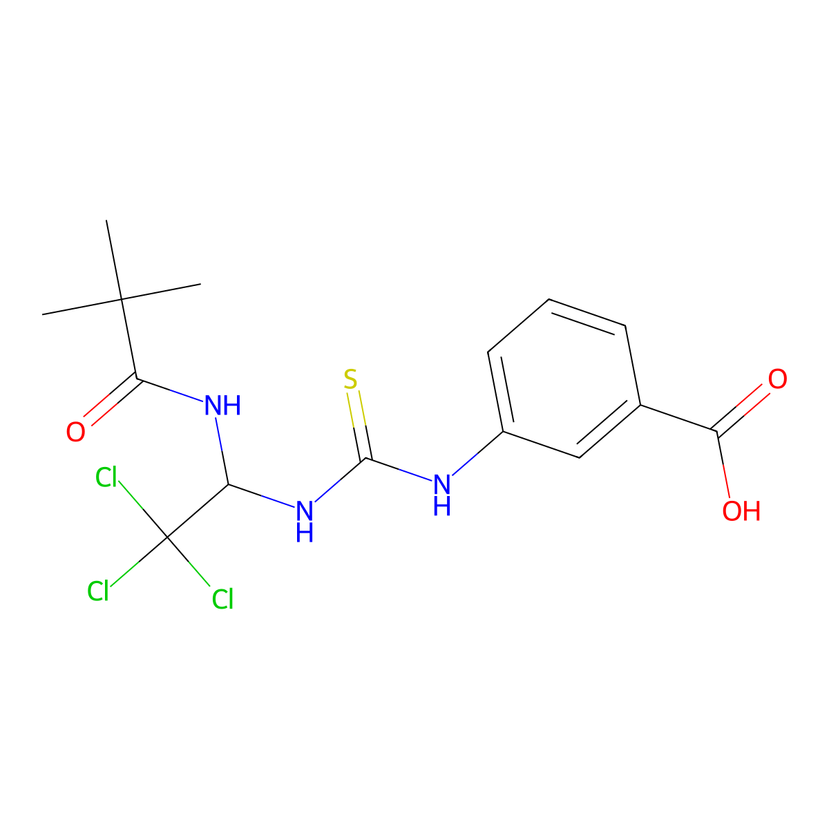3-(3-(2,2,2-Trichloro-1-pivalamidoethyl)thioureido)benzoic acid molecular structure, CAS 302820-25-3