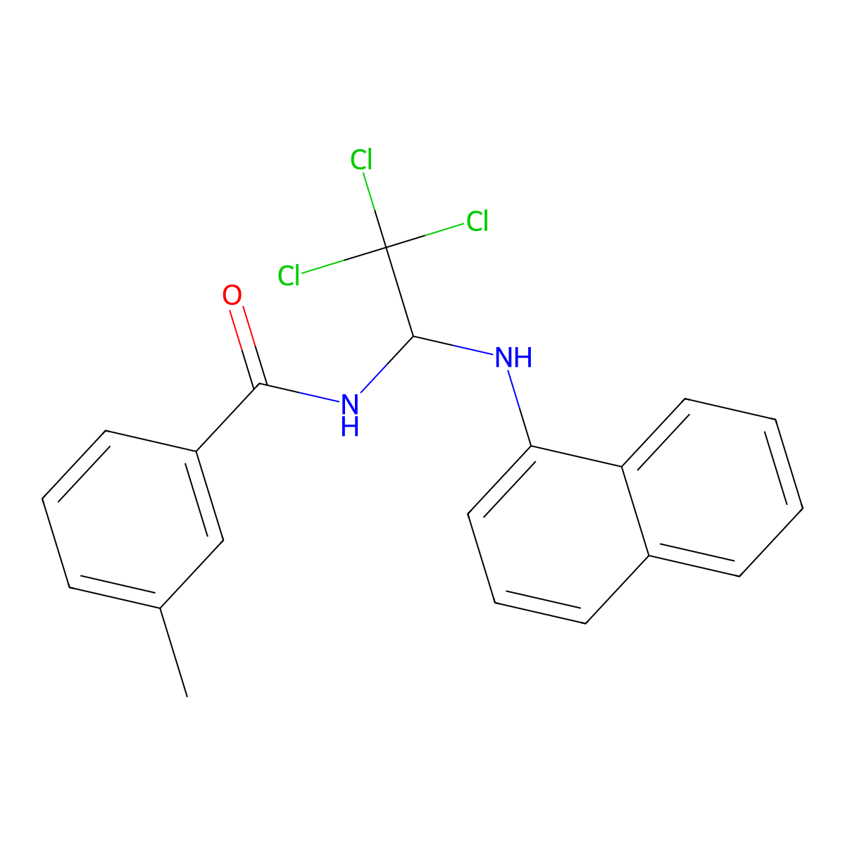 3-methyl-N-[2,2,2-trichloro-1-(1-naphthylamino)ethyl]benzamide molecular structure, CAS 302820-74-2