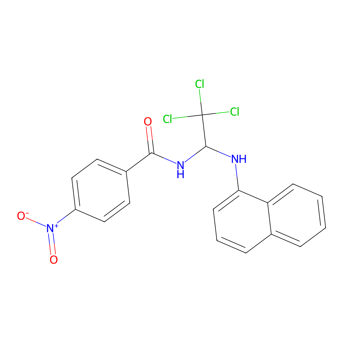 4-nitro-N-[2,2,2-trichloro-1-(1-naphthylamino)ethyl]benzamide molecular structure, CAS 302820-77-5