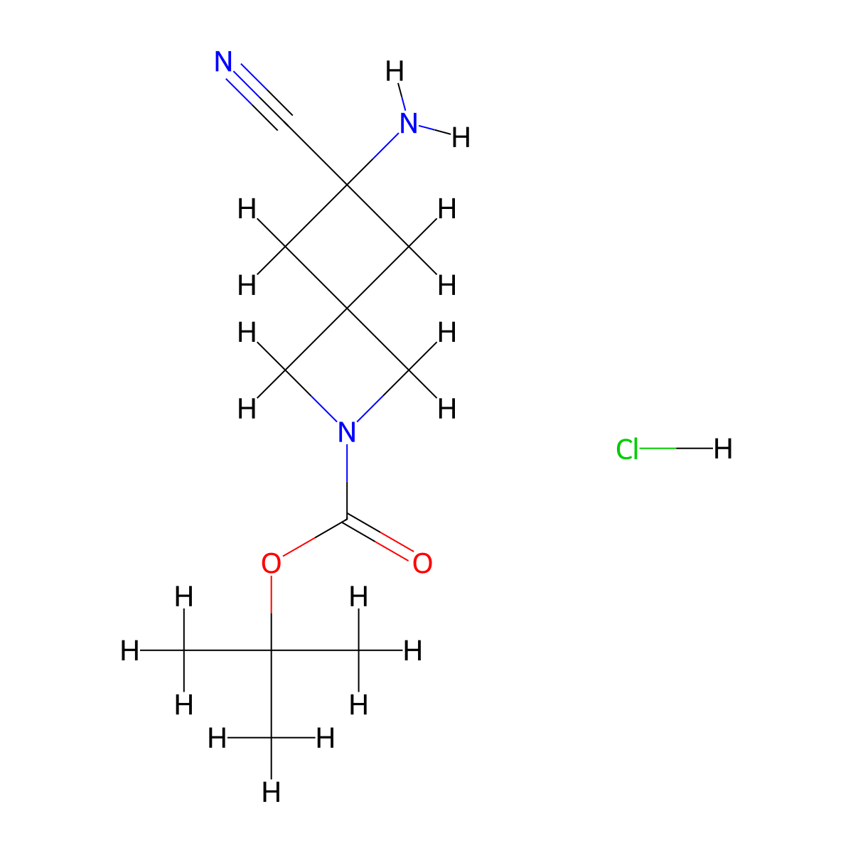 Tert-butyl 6-amino-6-cyano-2-azaspiro[3.3]heptane-2-carboxylate;hydrochloride molecular structure, CAS 3028200-99-6