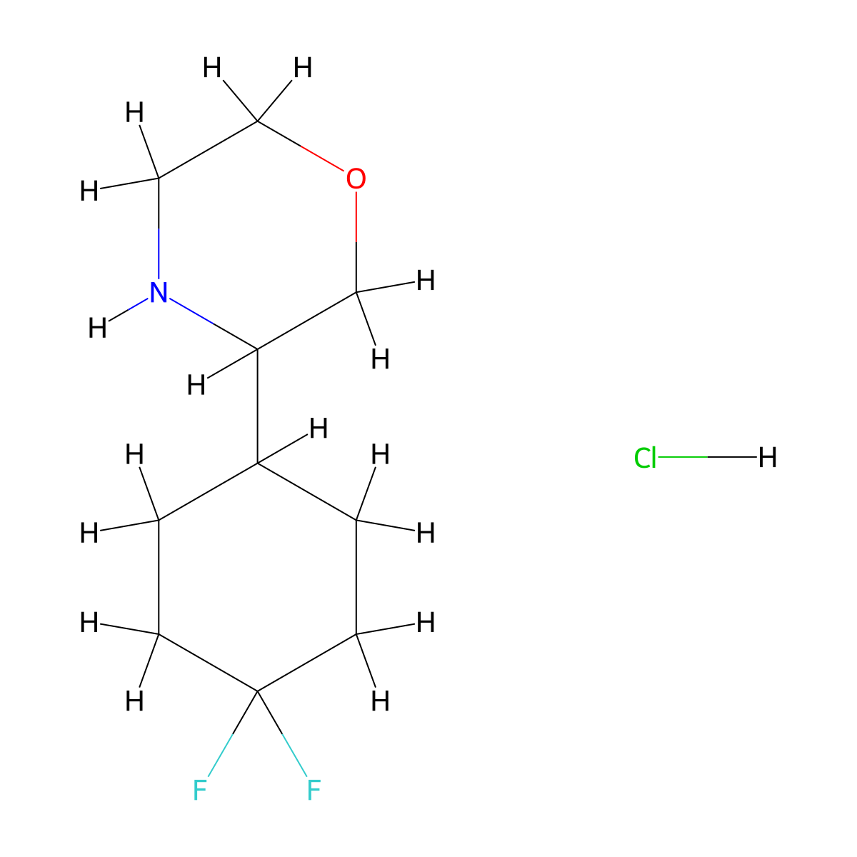 3-(4,4-Difluorocyclohexyl)morpholine hydrochloride molecular structure, CAS 3028201-07-9