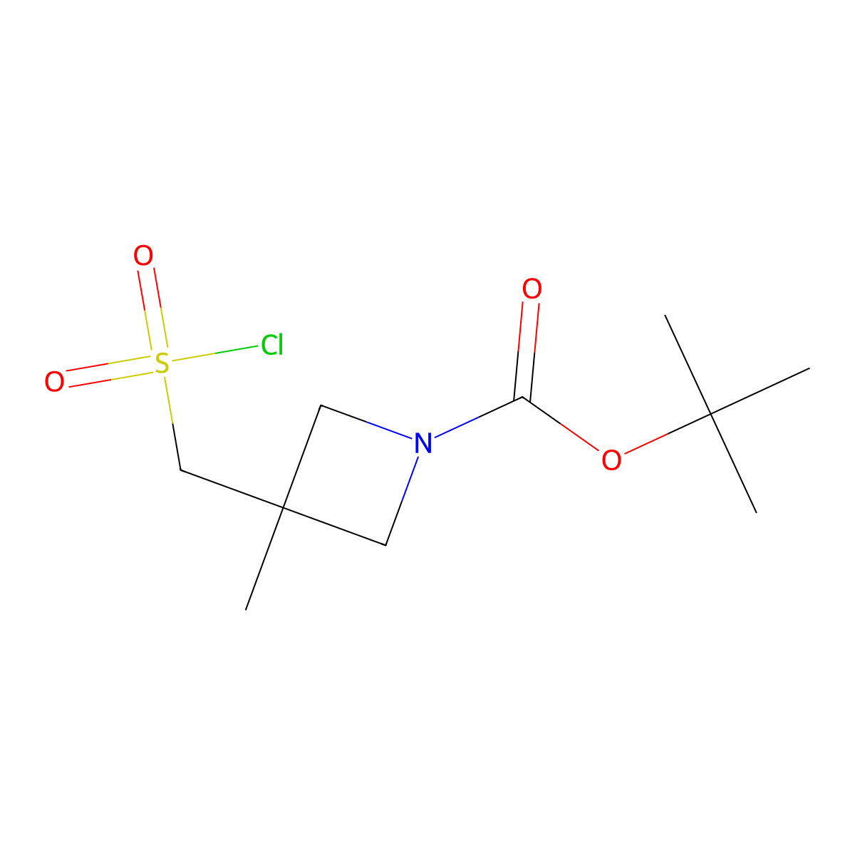 Tert-butyl 3-[(chlorosulfonyl)methyl]-3-methylazetidine-1-carboxylate molecular structure, CAS 3028201-08-0