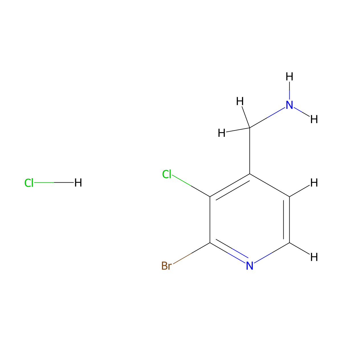 (2-Bromo-3-chloro-4-pyridinyl)methanamine;hydrochloride molecular structure, CAS 3028201-17-1