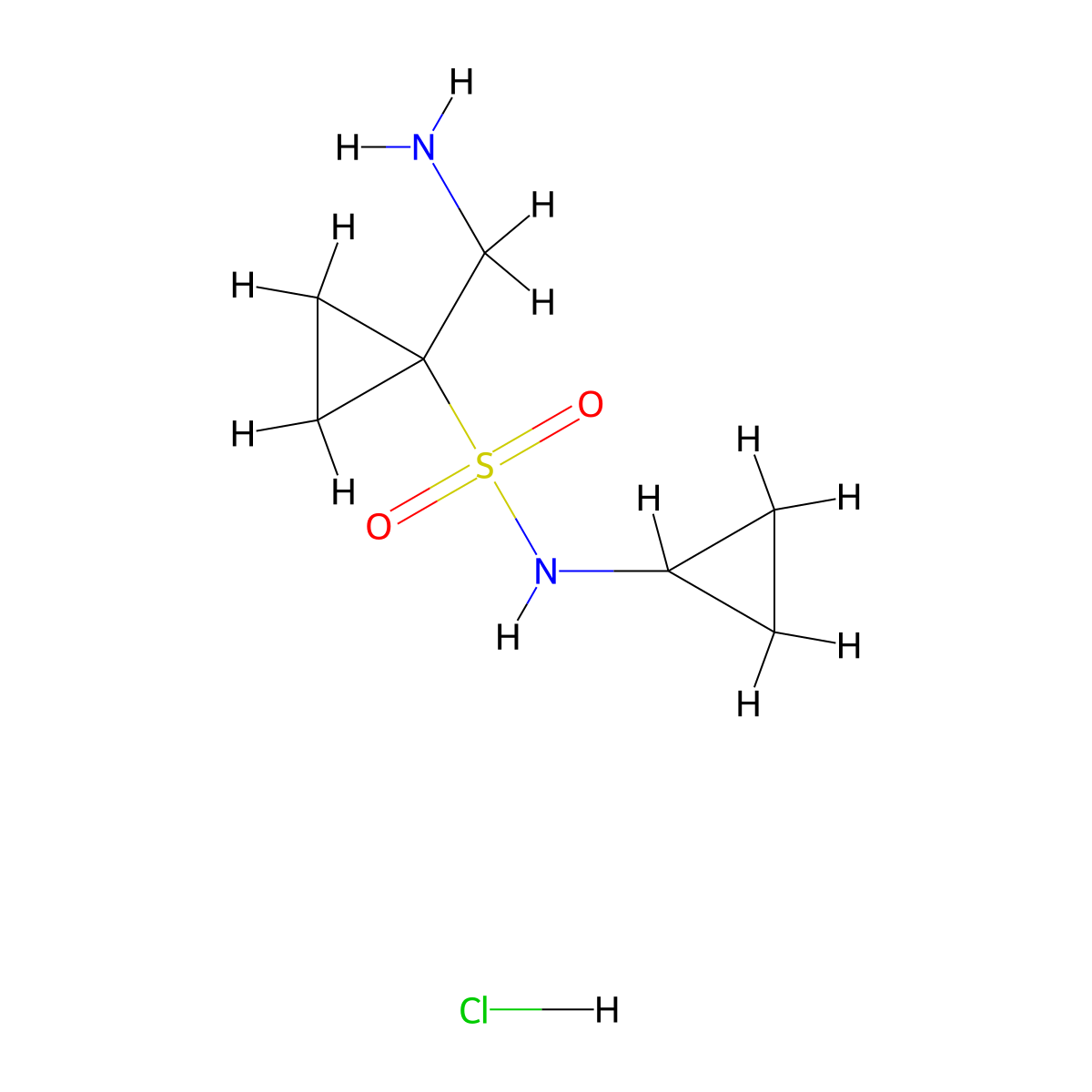 1-(aminomethyl)-N-cyclopropylcyclopropane-1-sulfonamide hydrochloride molecular structure, CAS 3028201-20-6