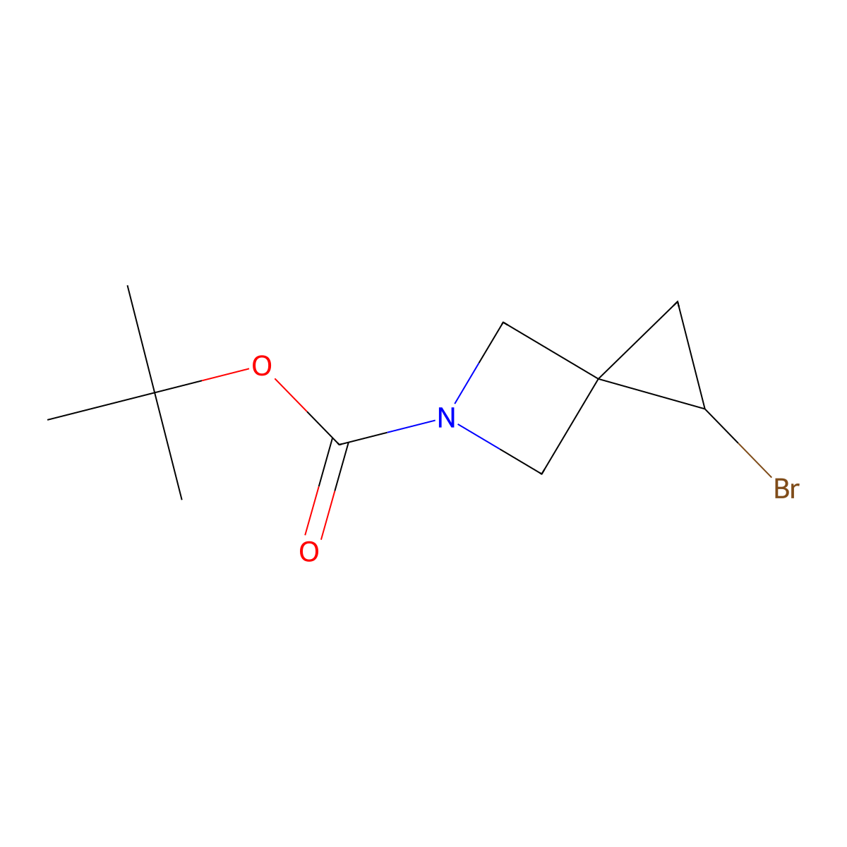 Tert-butyl 1-bromo-5-azaspiro[2.3]hexane-5-carboxylate molecular structure, CAS 3028201-22-8