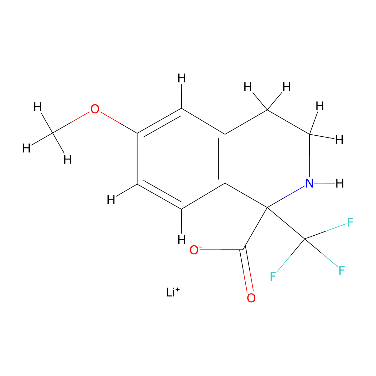 Lithium(1+) 6-methoxy-1-(trifluoromethyl)-1,2,3,4-tetrahydroisoquinoline-1-carboxylate molecular structure, CAS 3028201-24-0
