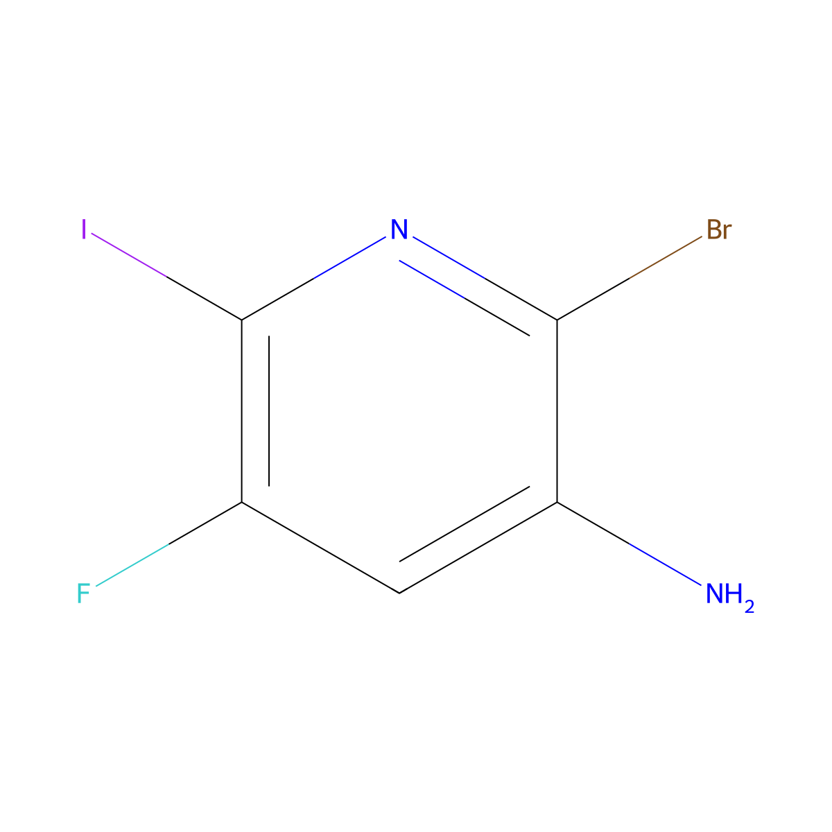 2-Bromo-5-fluoro-6-iodopyridin-3-amine molecular structure, CAS 3028201-29-5