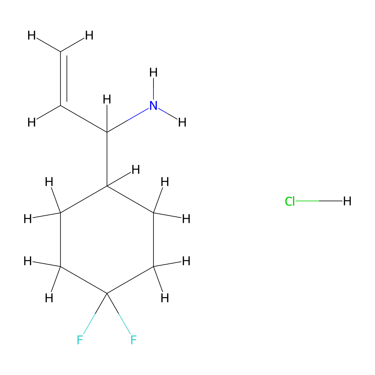 1-(4,4-Difluorocyclohexyl)prop-2-en-1-amine;hydrochloride molecular structure, CAS 3028201-38-6