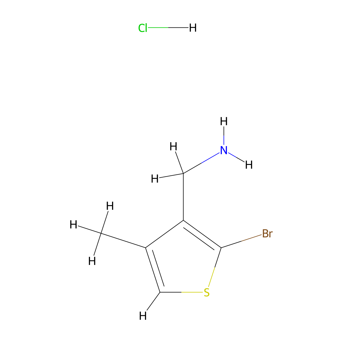 (2-Bromo-4-methylthiophen-3-yl)methanamine;hydrochloride molecular structure, CAS 3028201-46-6