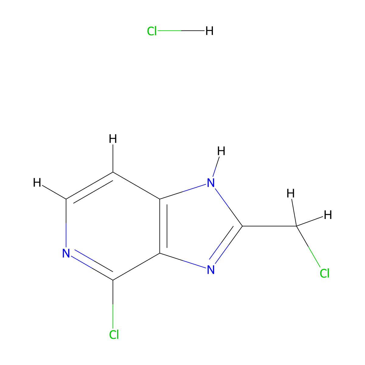 4-chloro-2-(chloromethyl)-1H-imidazo[4,5-c]pyridine hydrochloride molecular structure, CAS 3028201-50-2