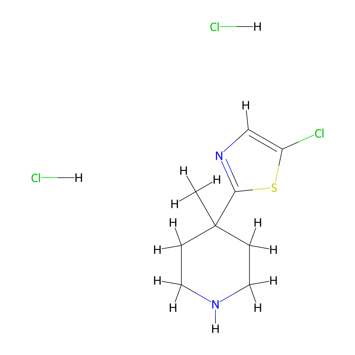 4-(5-Chloro-1,3-thiazol-2-yl)-4-methylpiperidine dihydrochloride molecular structure, CAS 3028201-60-4