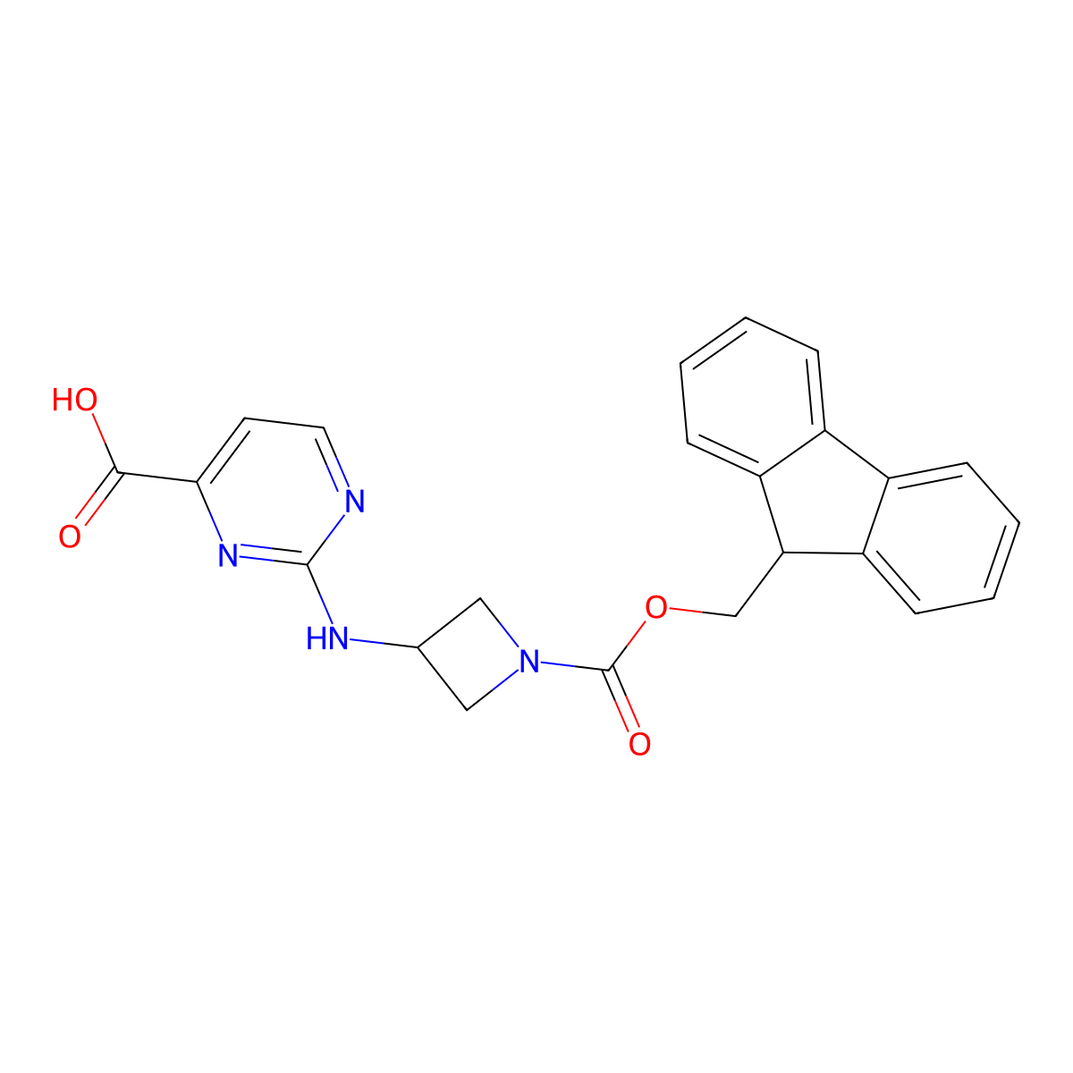 2-[(1-{[(9H-fluoren-9-yl)methoxy]carbonyl}azetidin-3-yl)amino]pyrimidine-4-carboxylic acid molecular structure, CAS 3028201-61-5