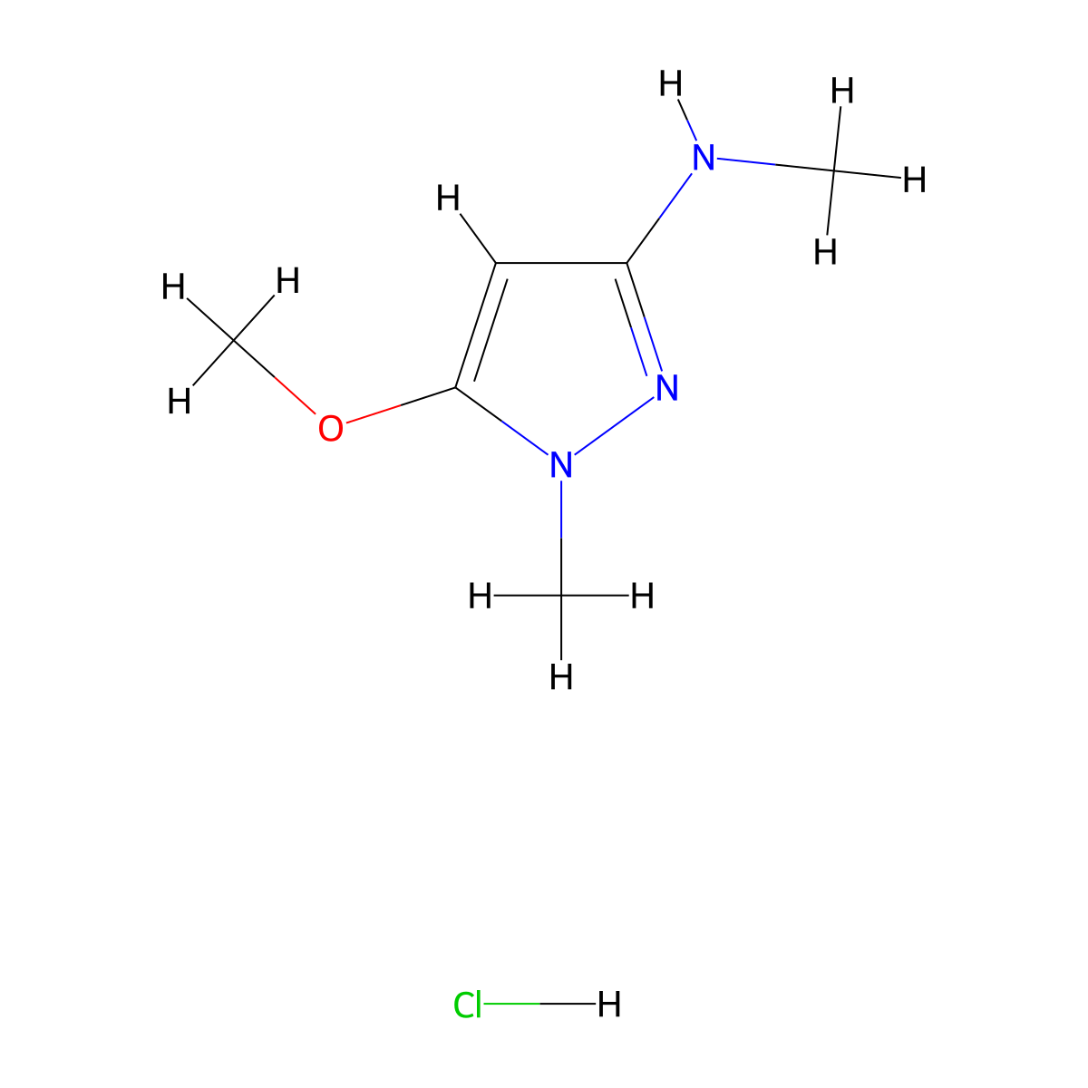 5-methoxy-N,1-dimethyl-1H-pyrazol-3-amine hydrochloride molecular structure, CAS 3028201-65-9