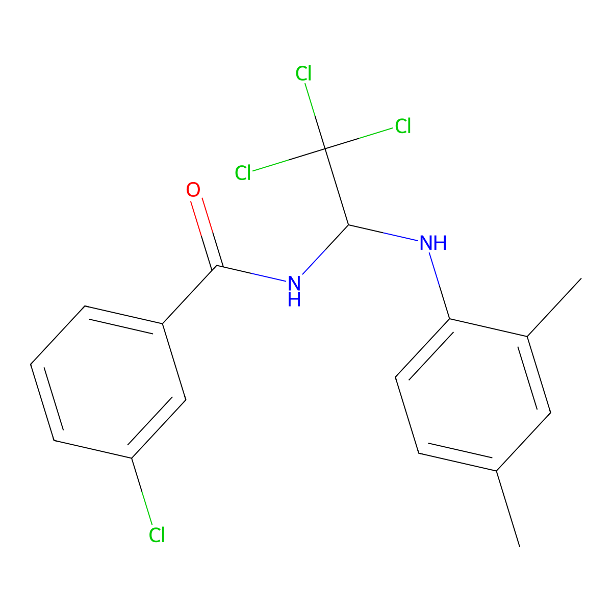 3-chloro-N-[2,2,2-trichloro-1-(2,4-dimethylanilino)ethyl]benzamide molecular structure, CAS 302821-02-9
