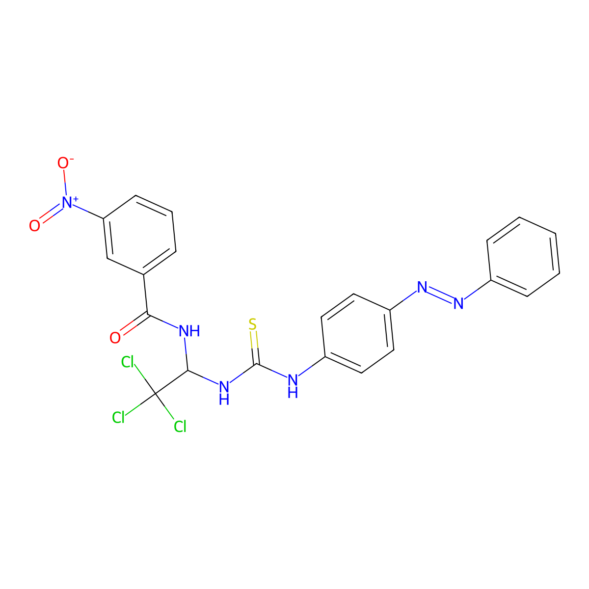 3-nitro-N-{2,2,2-trichloro-1-[({4-[(E)-phenyldiazenyl]phenyl}carbamothioyl)amino]ethyl}benzamide molecular structure, CAS 302821-14-3