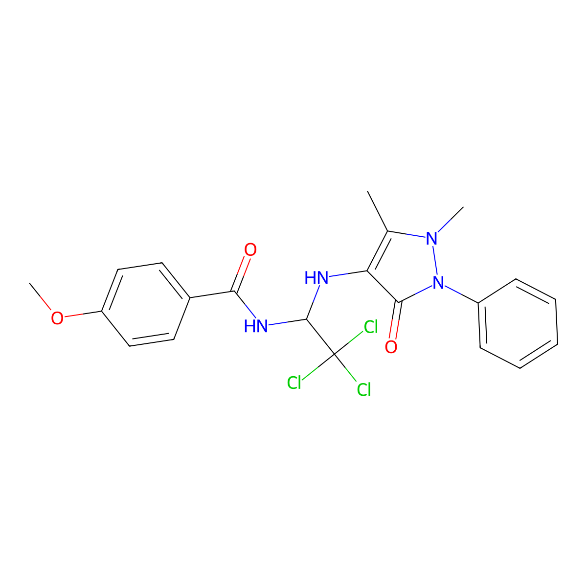 4-methoxy-N-{2,2,2-trichloro-1-[(1,5-dimethyl-3-oxo-2-phenyl-2,3-dihydro-1H-pyrazol-4-yl)amino]ethyl}benzamide molecular structure, CAS 302821-17-6