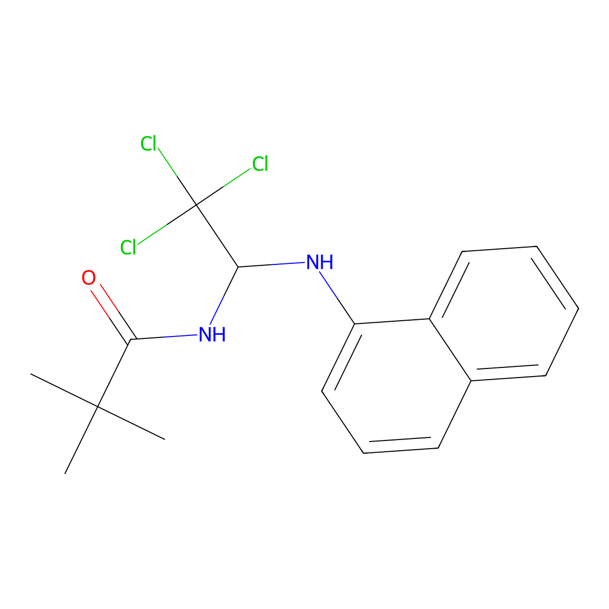 N-(2,2,2-trichloro-1-(naphthalen-1-ylamino)ethyl)pivalamide molecular structure, CAS 302821-31-4