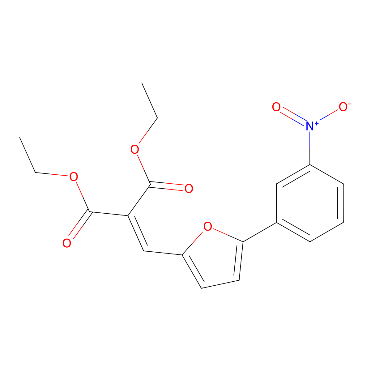 Diethyl 2-[[5-(3-nitrophenyl)furan-2-yl]methylidene]propanedioate molecular structure, CAS 302821-51-8
