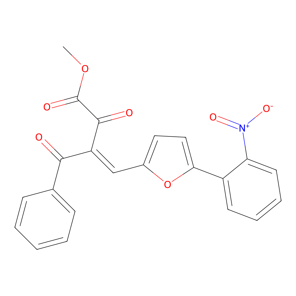 Methyl 3-benzoyl-4-[5-(2-nitrophenyl)furan-2-yl]-2-oxobut-3-enoate molecular structure, CAS 302821-53-0