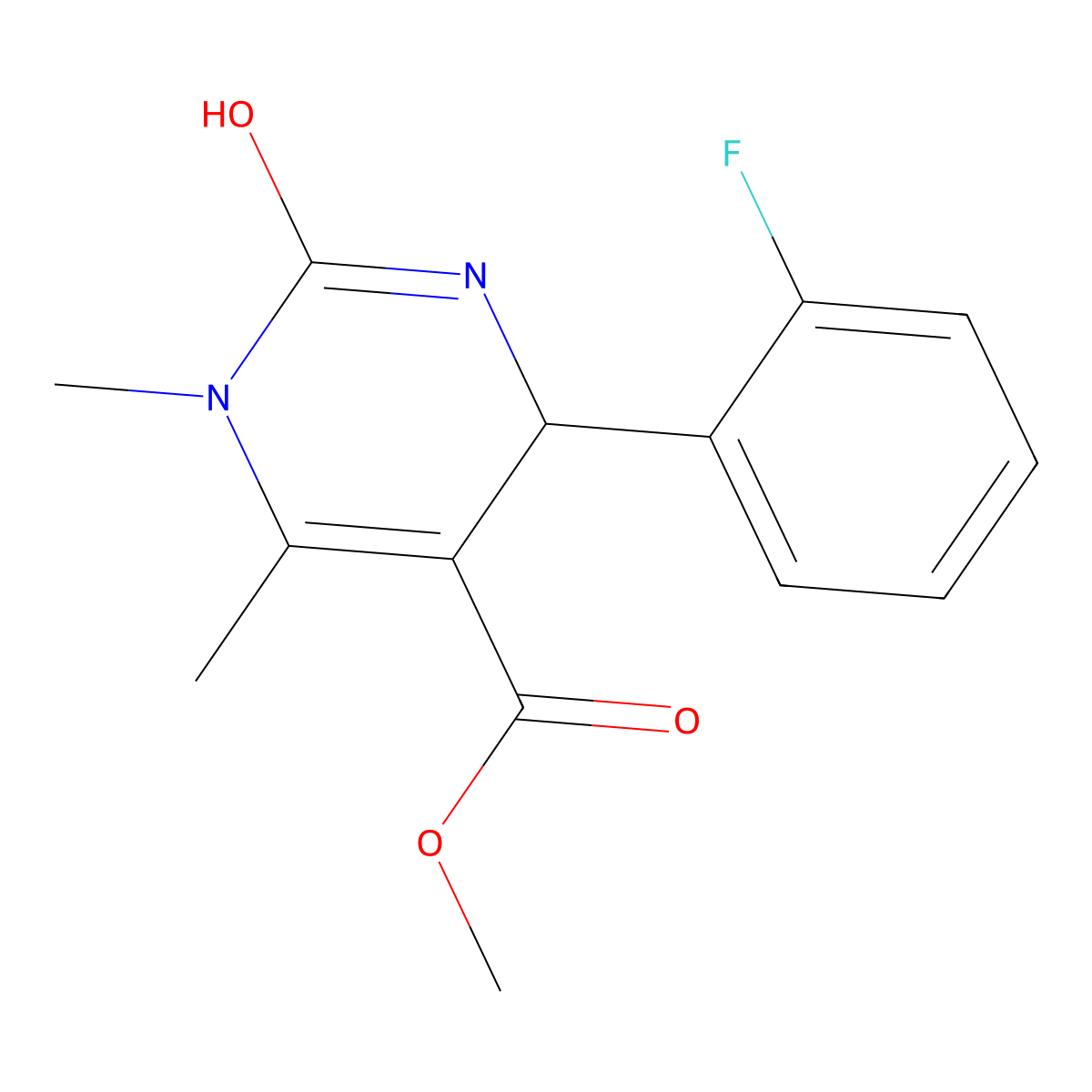 Methyl 4-(2-fluorophenyl)-1,6-dimethyl-2-oxo-1,2,3,4-tetrahydropyrimidine-5-carboxylate molecular structure, CAS 302821-58-5