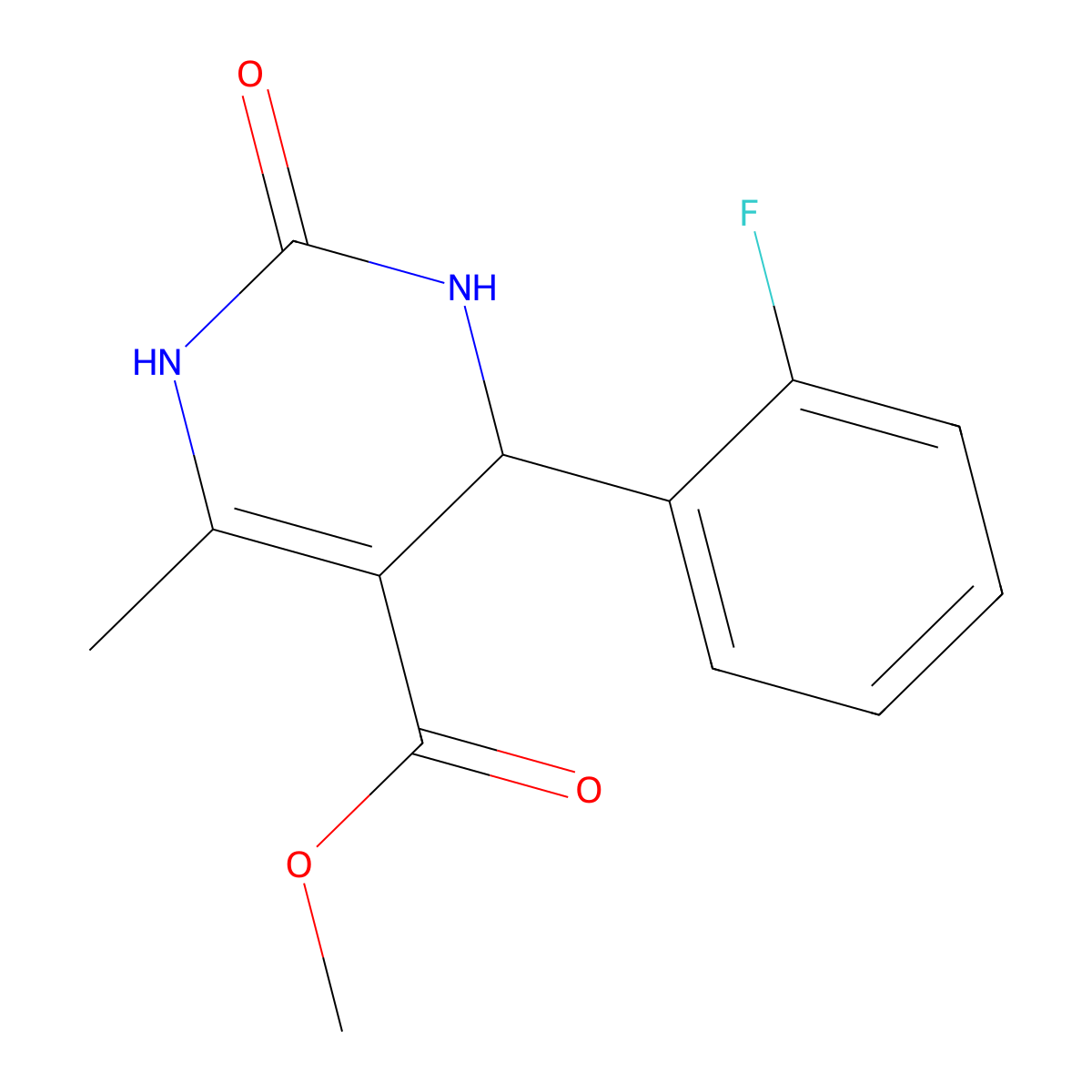 Methyl 4-(2-fluorophenyl)-6-methyl-2-oxo-1,2,3,4-tetrahydropyrimidine-5-carboxylate molecular structure, CAS 302821-60-9