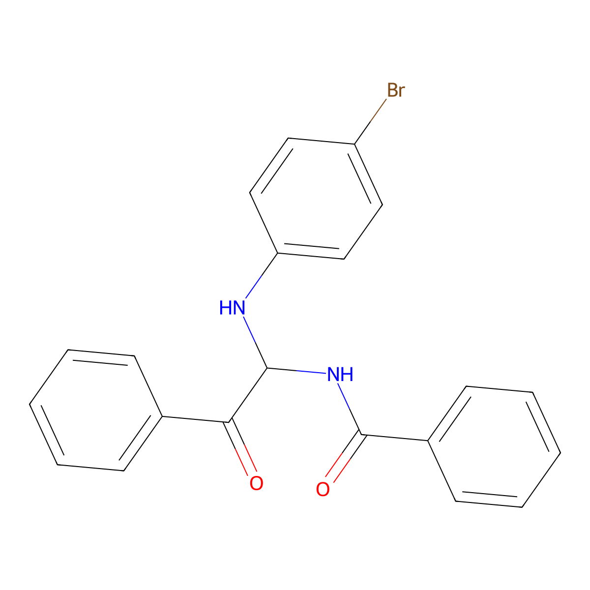 N-{1-[(4-bromophenyl)amino]-2-oxo-2-phenylethyl}benzamide molecular structure, CAS 302821-83-6
