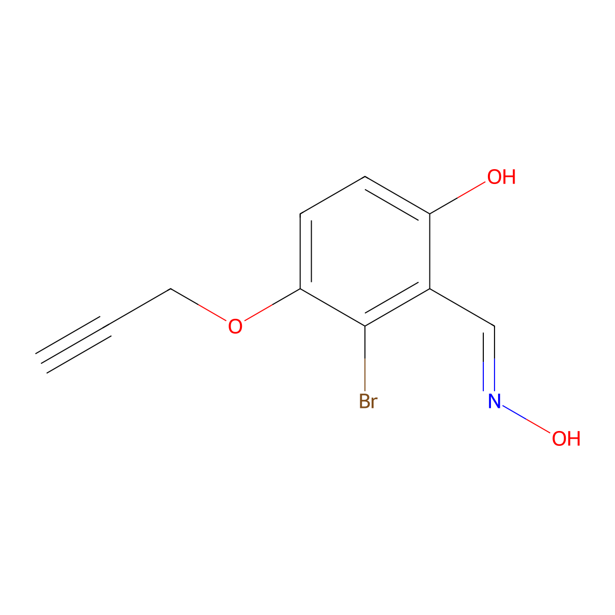 3-Bromo-2-[(hydroxyimino)methyl]-4-(prop-2-yn-1-yloxy)phenol molecular structure, CAS 3028213-77-3