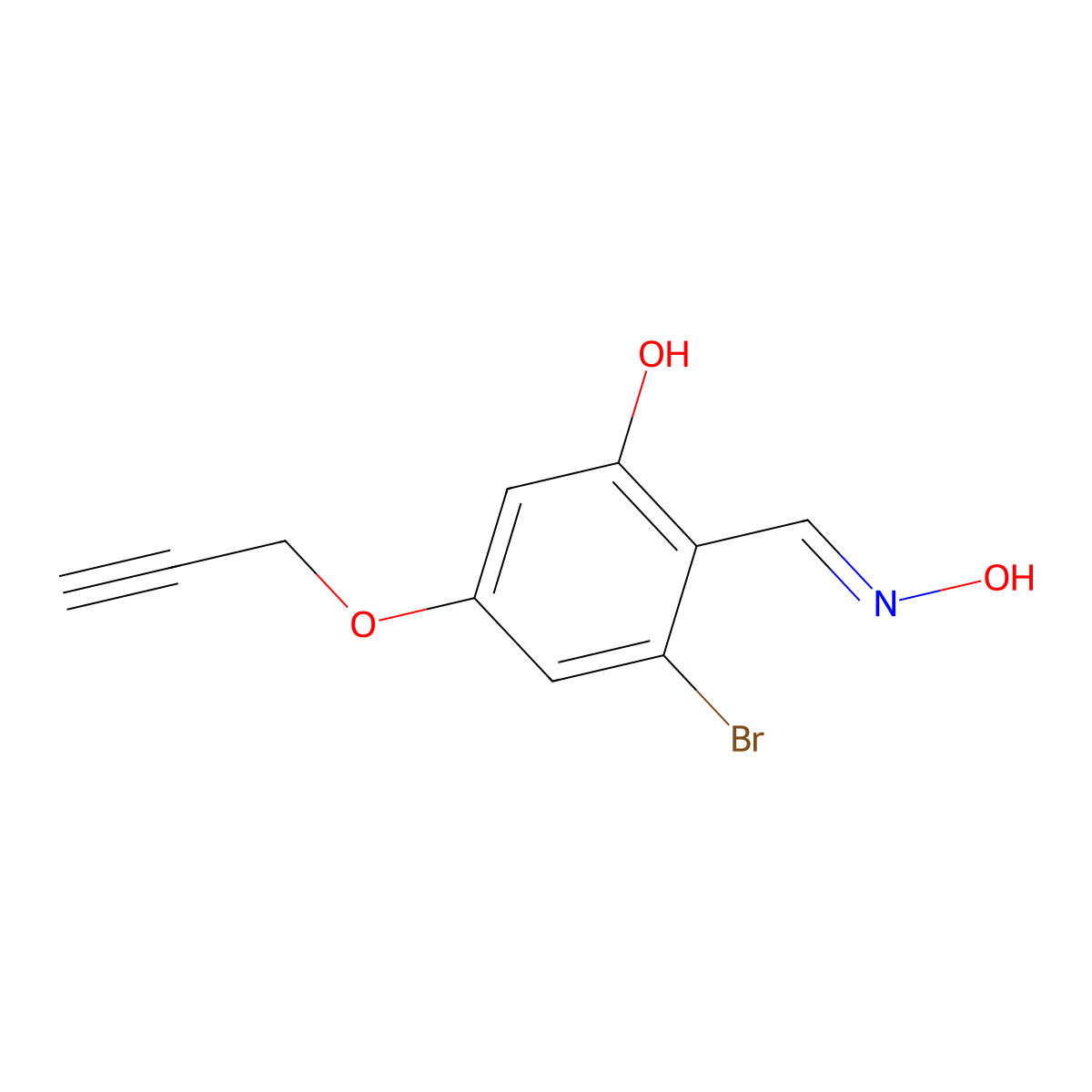 3-Bromo-2-[(hydroxyimino)methyl]-5-(prop-2-yn-1-yloxy)phenol molecular structure, CAS 3028213-78-4
