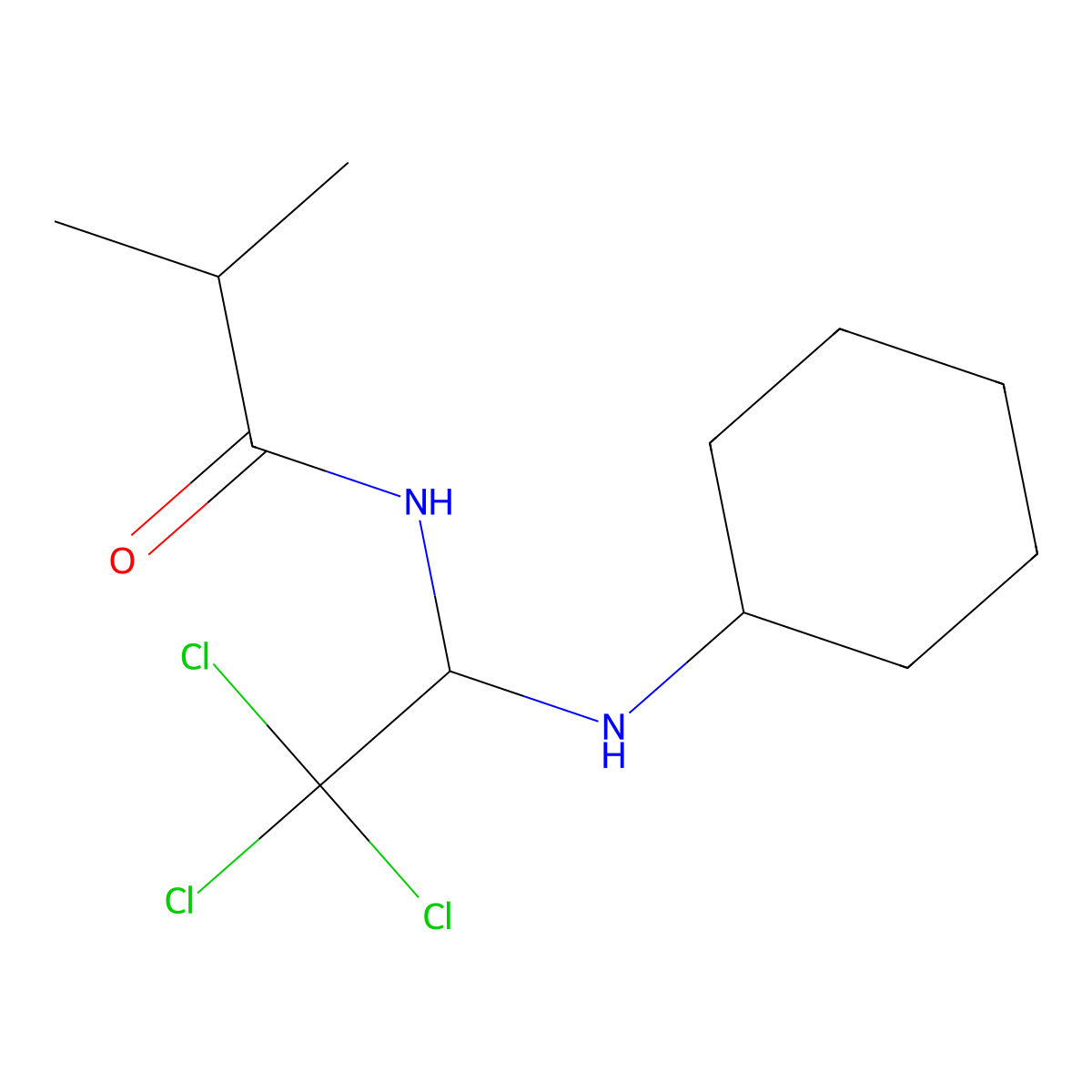 2-methyl-N-[2,2,2-trichloro-1-(cyclohexylamino)ethyl]propanamide molecular structure, CAS 302822-06-6
