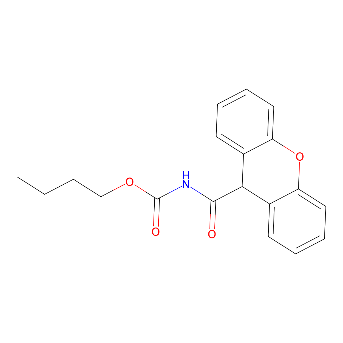 (9H-xanthene-9-carbonyl)carbamic acid butyl ester molecular structure, CAS 302841-89-0