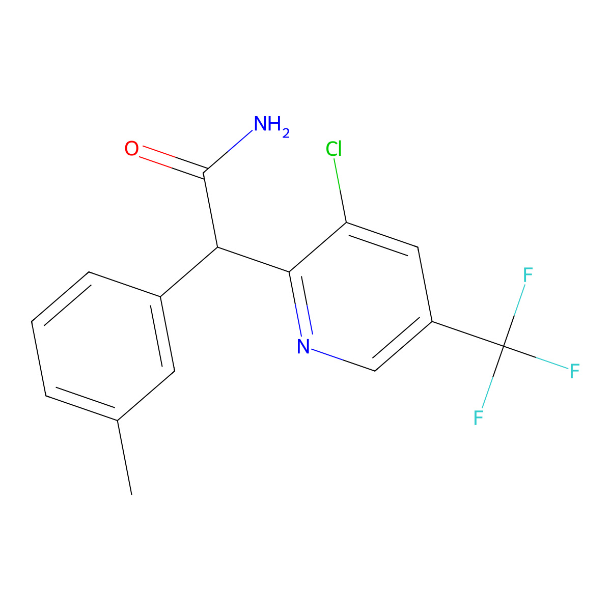 2-[3-Chloro-5-(trifluoromethyl)pyridin-2-yl]-2-(3-methylphenyl)acetamide molecular structure, CAS 302842-66-6