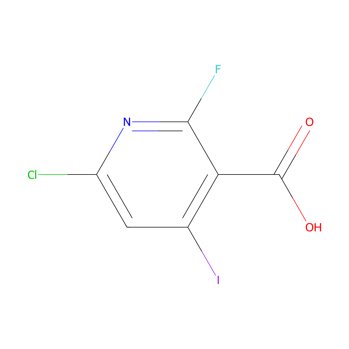 6-Chloro-2-fluoro-4-iodopyridine-3-carboxylic acid molecular structure, CAS 3028822-79-6