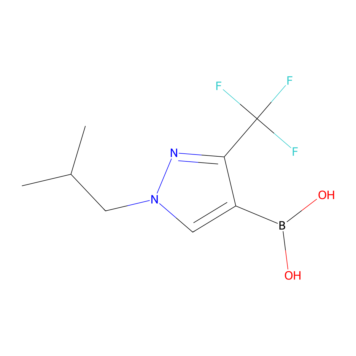[1-(2-Methylpropyl)-3-(trifluoromethyl)pyrazol-4-yl]boronic acid molecular structure, CAS 3028869-68-0