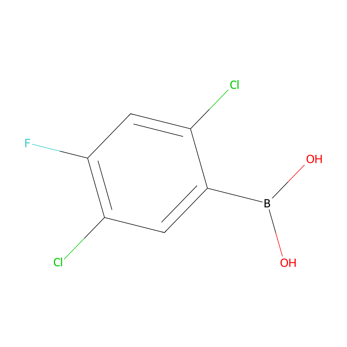 (2,5-Dichloro-4-fluorophenyl)boronic acid molecular structure, CAS 3028870-05-2