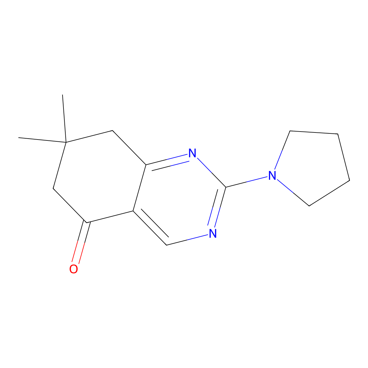 7,8-Dihydro-7,7-dimethyl-2-(1-pyrrolidinyl)-5(6H)-quinazolinone molecular structure, CAS 302899-48-5