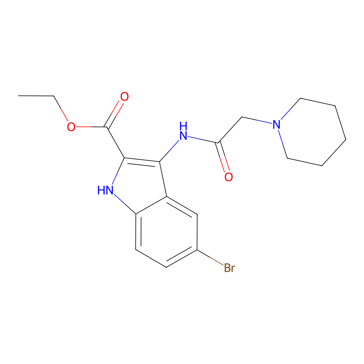 ethyl 5-bromo-3-[(piperidin-1-ylacetyl)amino]-1H-indole-2-carboxylate molecular structure, CAS 302901-58-2