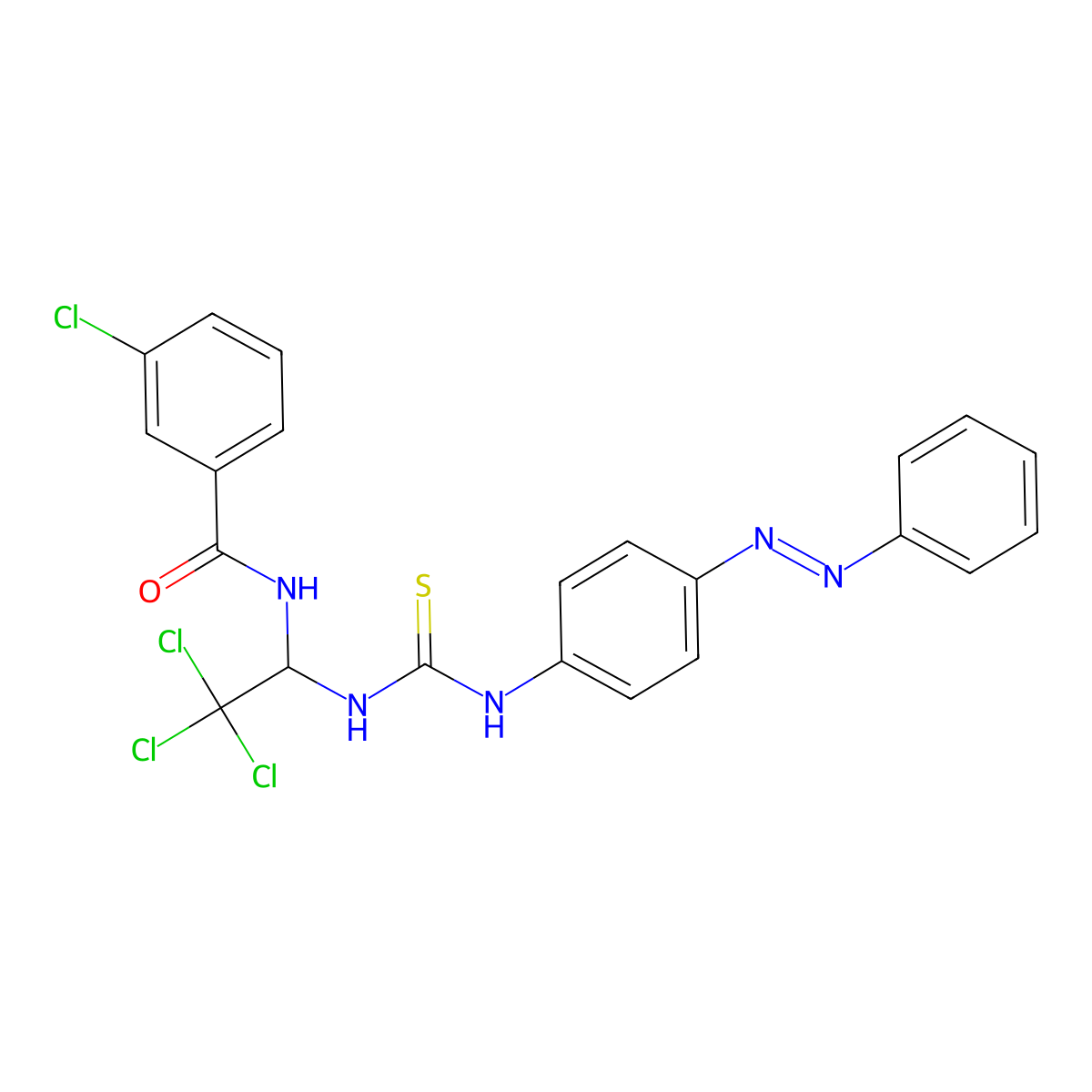 3-chloro-N-{2,2,2-trichloro-1-[({4-[(E)-phenyldiazenyl]anilino}carbothioyl)amino]ethyl}benzamide molecular structure, CAS 302901-93-5