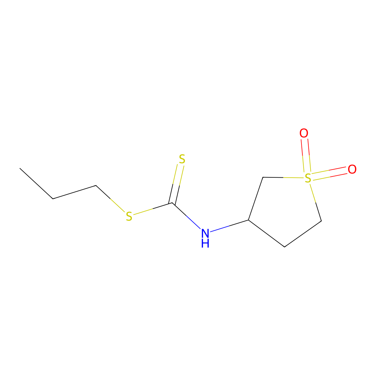 Propyl 1,1-dioxidotetrahydrothien-3-yldithiocarbamate molecular structure, CAS 302902-43-8