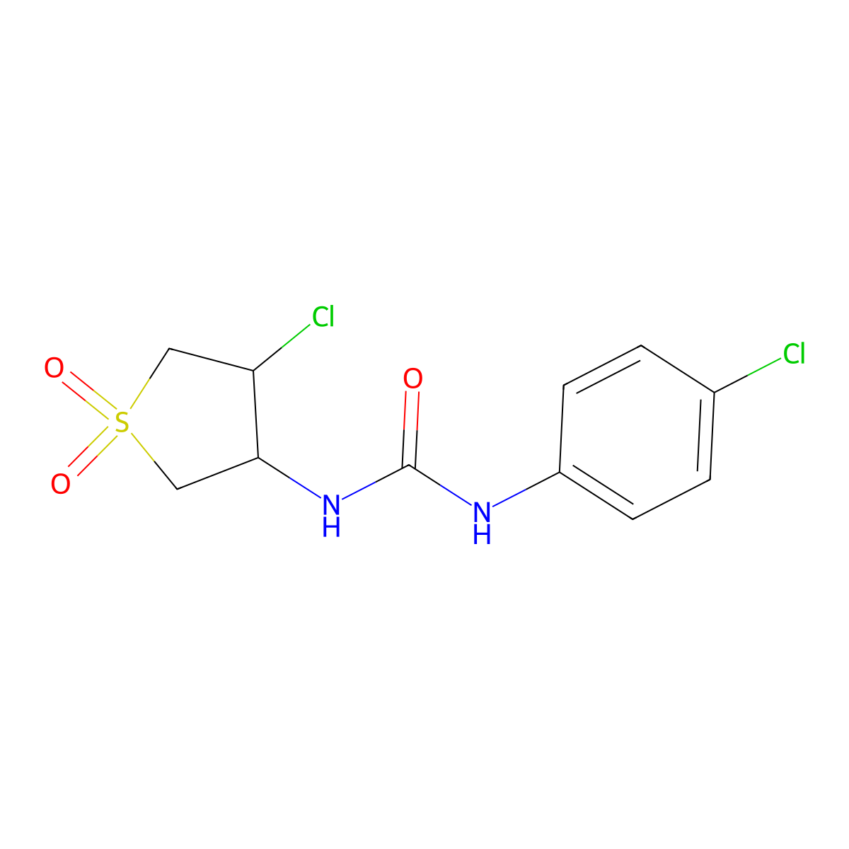 1-(4-Chloro-1,1-dioxothiolan-3-yl)-3-(4-chlorophenyl)urea molecular structure, CAS 302902-45-0