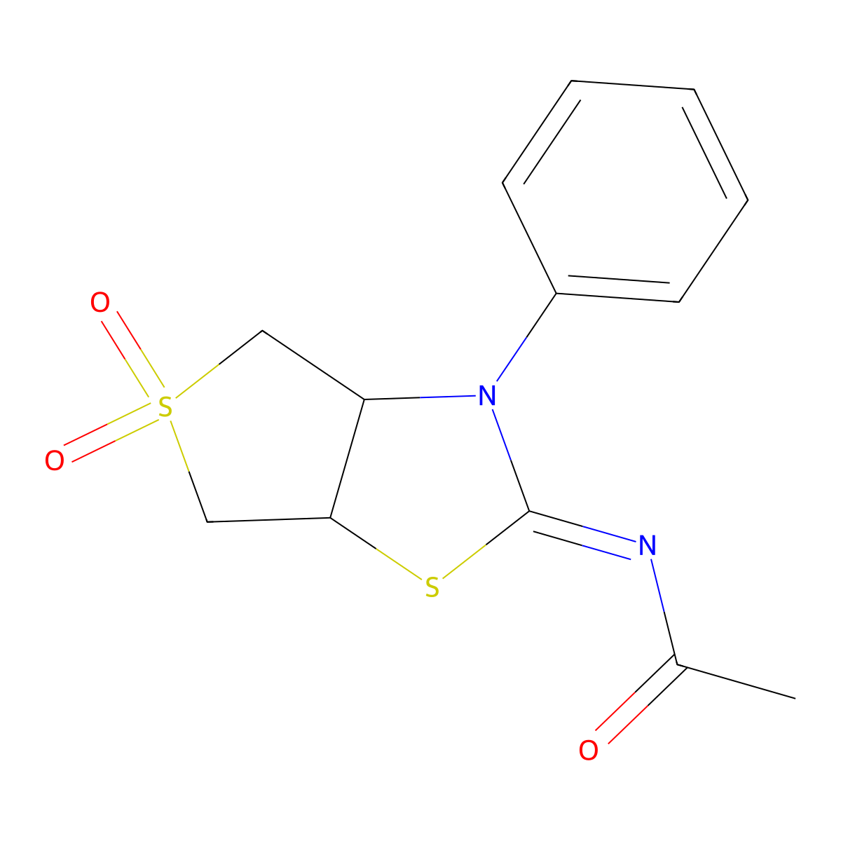 N-(5,5-dioxido-3-phenyltetrahydrothieno[3,4-d][1,3]thiazol-2(3H)-ylidene)acetamide molecular structure, CAS 302902-58-5