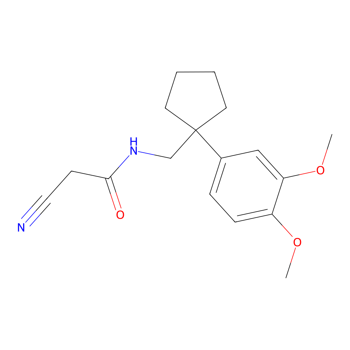 2-cyano-N-[[1-(3,4-dimethoxyphenyl)cyclopentyl]methyl]acetamide molecular structure, CAS 302903-43-1