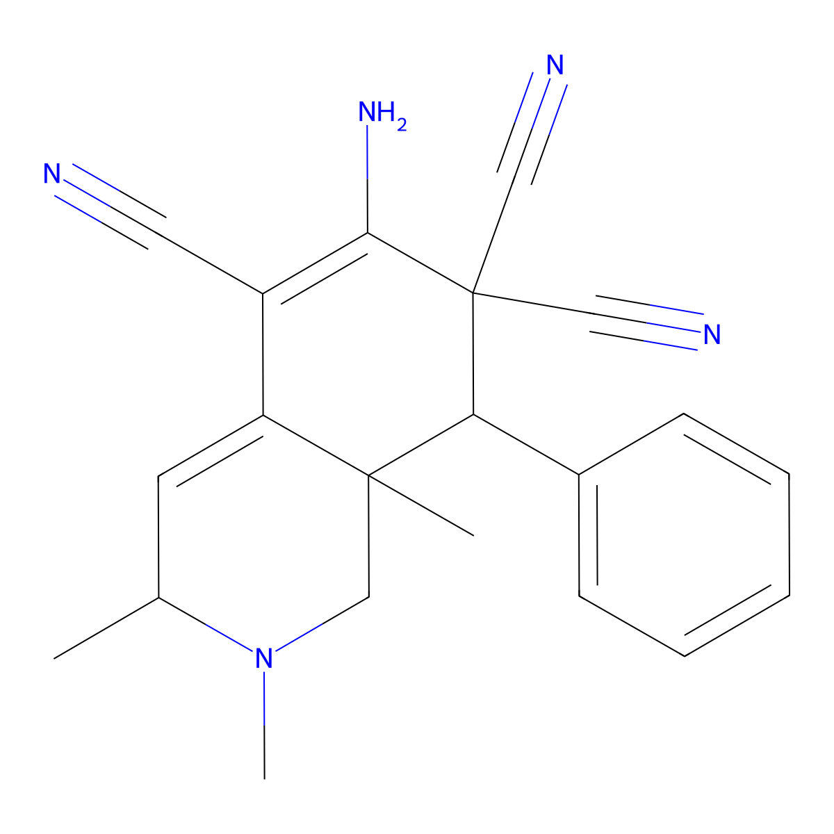 6-amino-2,3,8a-trimethyl-8-phenyl-3,8-dihydro-1H-isoquinoline-5,7,7-tricarbonitrile molecular structure, CAS 302903-64-6