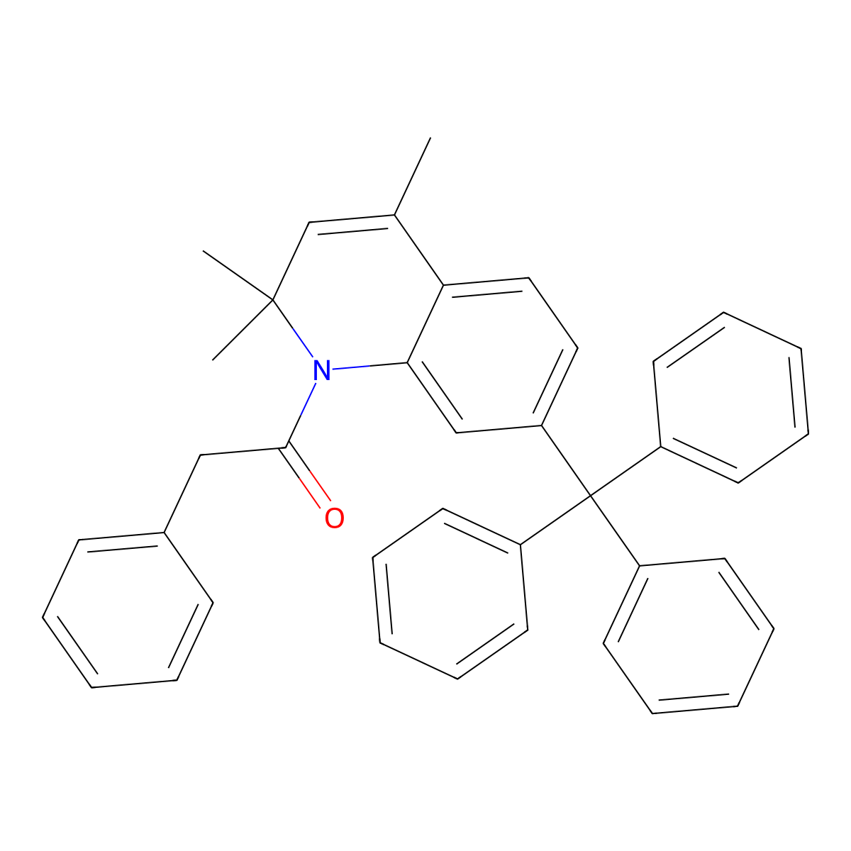 2-phenyl-1-(2,2,4-trimethyl-7-tritylquinolin-1(2H)-yl)ethanone molecular structure, CAS 302903-71-5