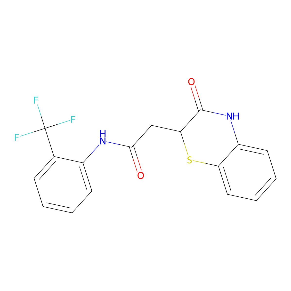 2-(3-Oxo-3,4-dihydro-2H-1,4-benzothiazin-2-YL)-N-(2-(tri-F-ME)phenyl)acetamide molecular structure, CAS 302904-07-0