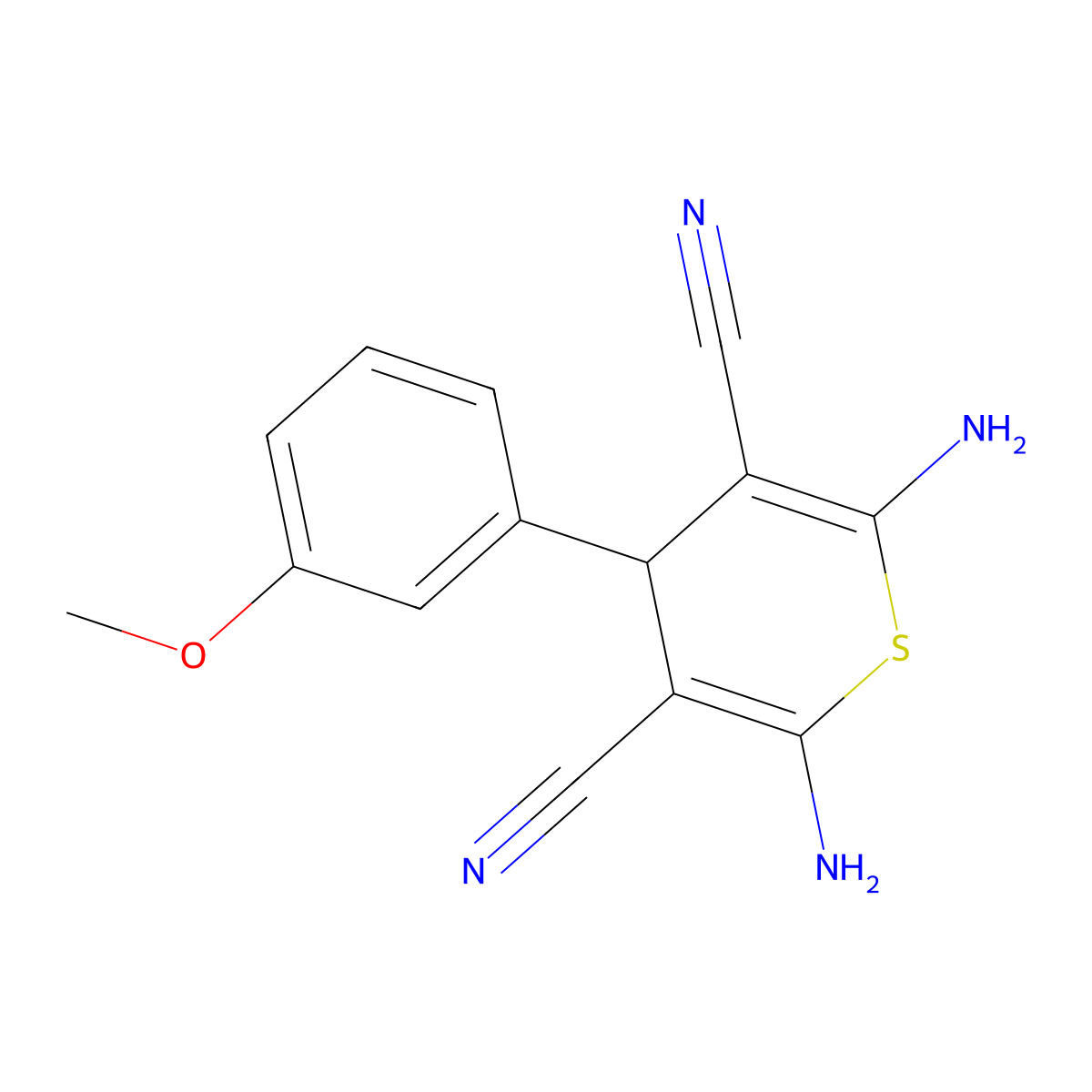 2,6-Diamino-4-(3-methoxyphenyl)-4H-thiopyran-3,5-dicarbonitrile molecular structure, CAS 302904-14-9