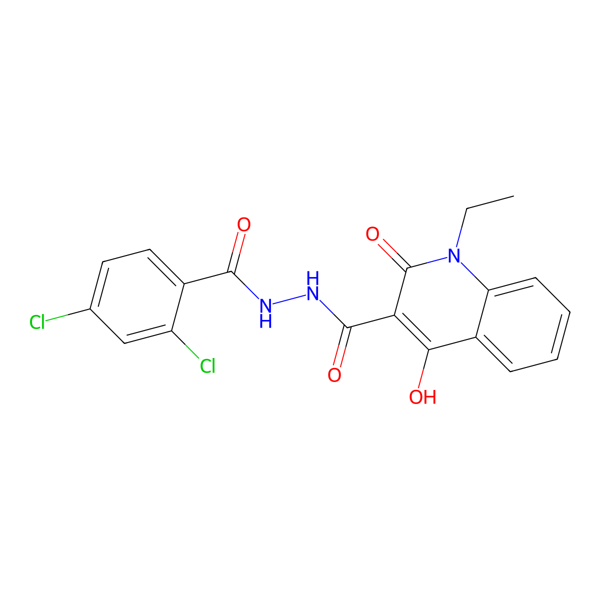 N'-(2,4-Dichlorobenzoyl)-1-ET-4-HO-2-oxo-1,2-dihydro-3-quinolinecarbohydrazide molecular structure, CAS 302904-34-3